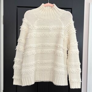 NWT Lou & Grey Textured Cream/Ivory Knit Long Sleeve Sweater. Size Small